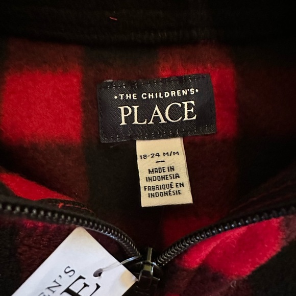 THE Children’s Place Plaid Red/black Zip up Sweater Long Sleeve NWT - Picture 6 of 6
